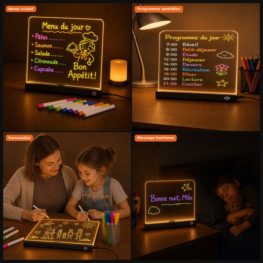 Tableau Lumineux LED pour Enfant – Ardoise Magique 7 Couleurs